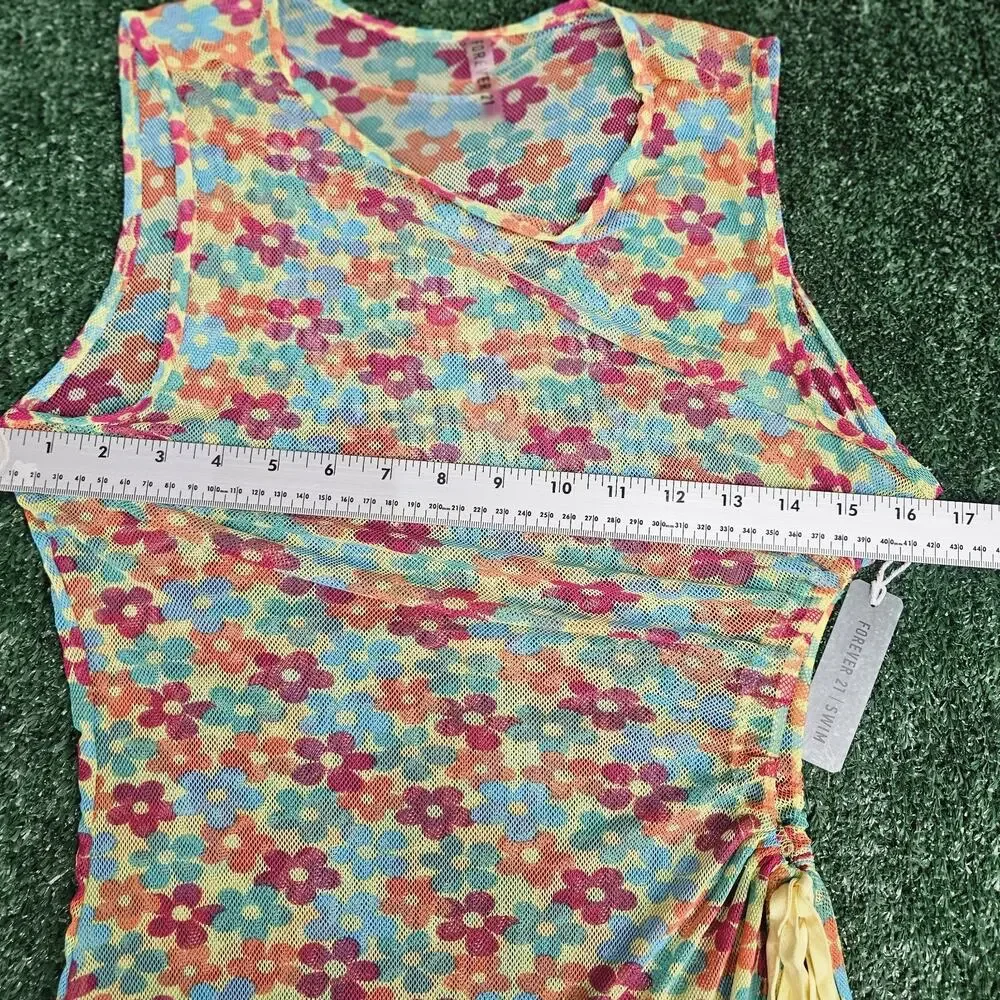 NWT Forever 21 Cover up Dress Womens L Floral Slit Open Side